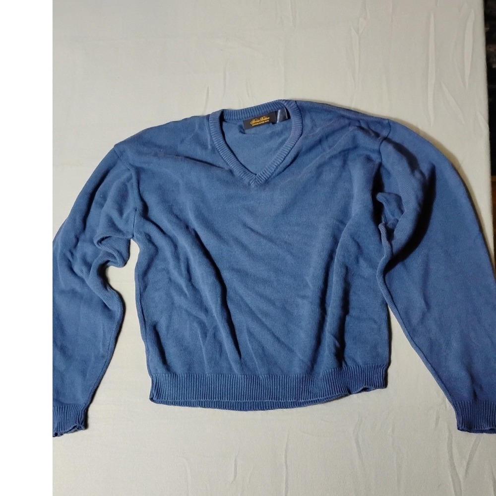 Brooks Brothers V Neck Sweater Blue Mens‎ Size L Long Sleeve Classic Fit